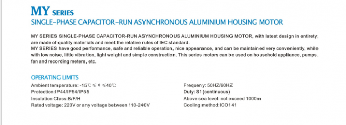 50Hz 0,55KW 0,75HP 1440rpm condensateur monophase d&eacute;marrer le fonctionnement moteur d'induction asynchrone 220V/230V AC Voltage 60Hz puissance nominale de fr&eacute;quence 5